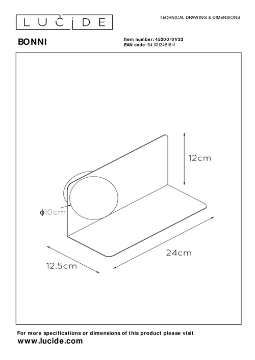 Lucide BONNI - Wandleuchte - 1xG9 - Grün - technisch
